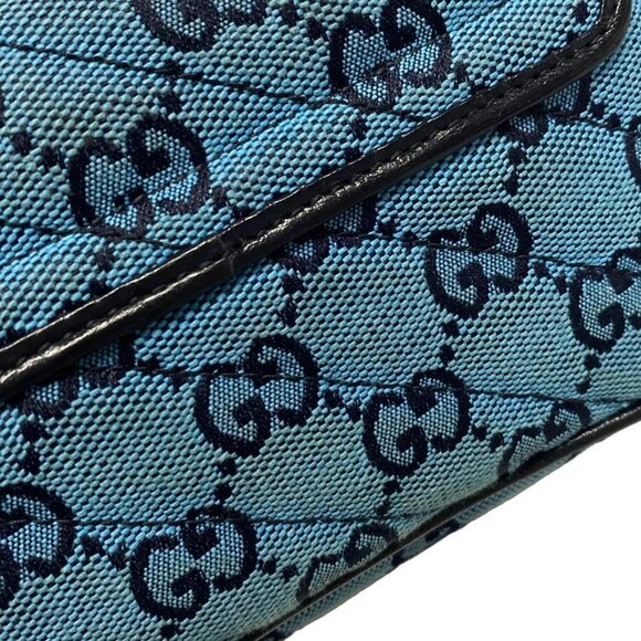 Auth GUCCI GG Marmont Quilted Leather Super Mini Bag 476433 Blue Dark Navy - Picture 5 of 16